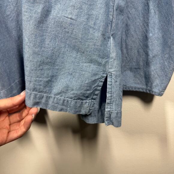J. Crew Chambray Top Women S Blue Puff Sleeve Denim Blouse Prairie Cottage Core - Picture 5 of 9